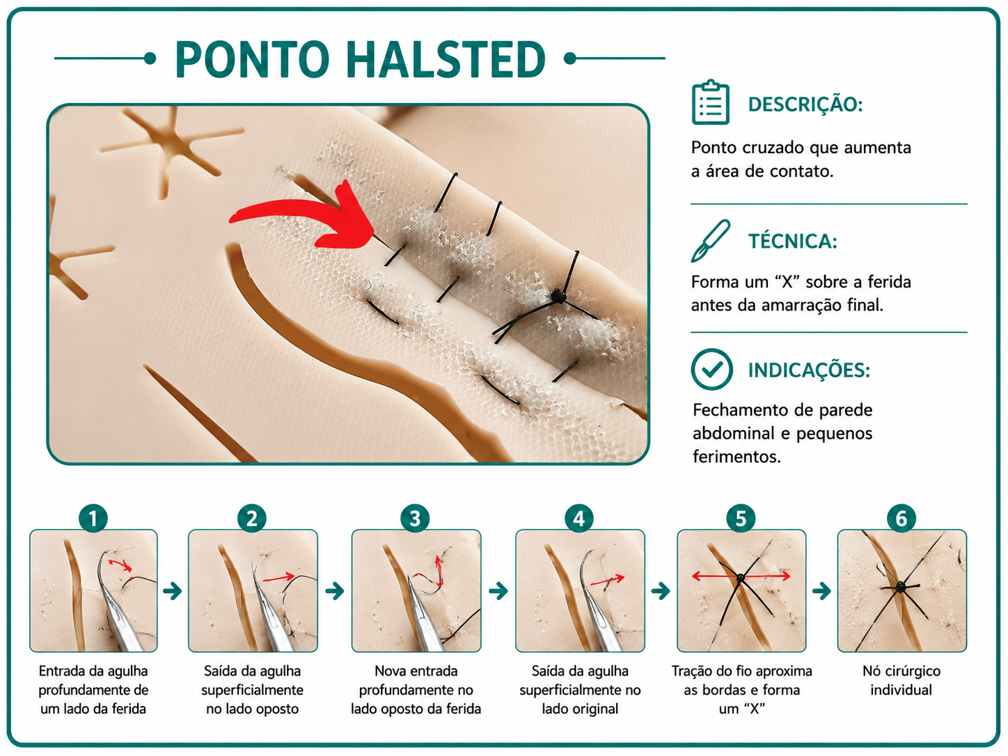 Ilustração da técnica Ponto Halsted